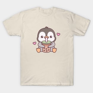 Cute Penguin Loves Bubble Tea T-Shirt